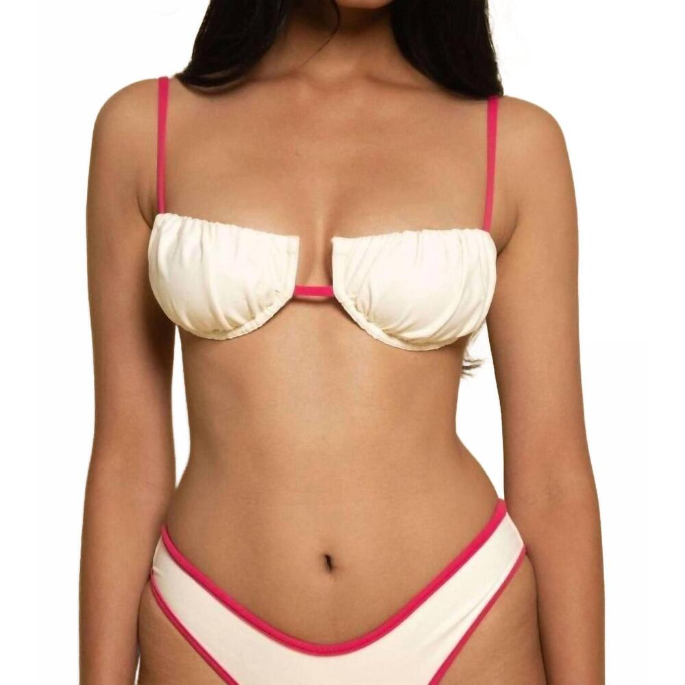 NEW MONTCE petal bikini top in cream raspberry binded